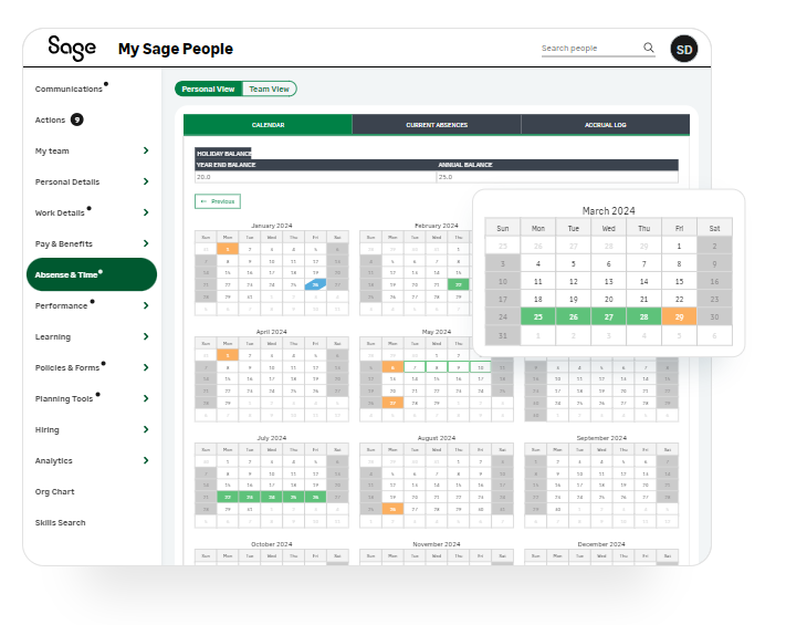 Sage People Time and Attendance Tracking