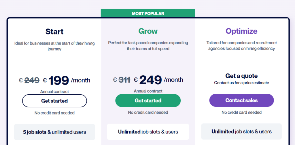 Pricing: Recruitee