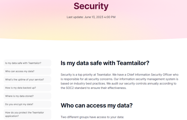 Compliance and Data Security: Teamtailor