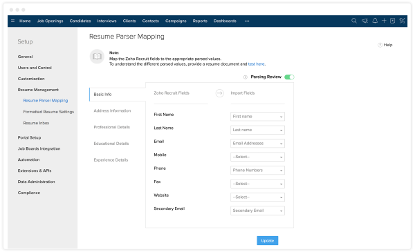 Core ATS Functions: Zoho Recruit