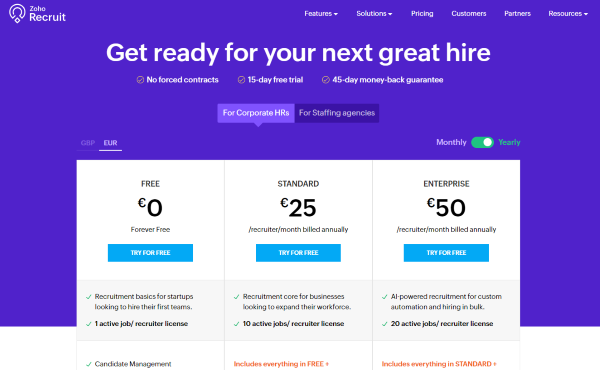Pricing and Cost-effectiveness: Zoho Recruit